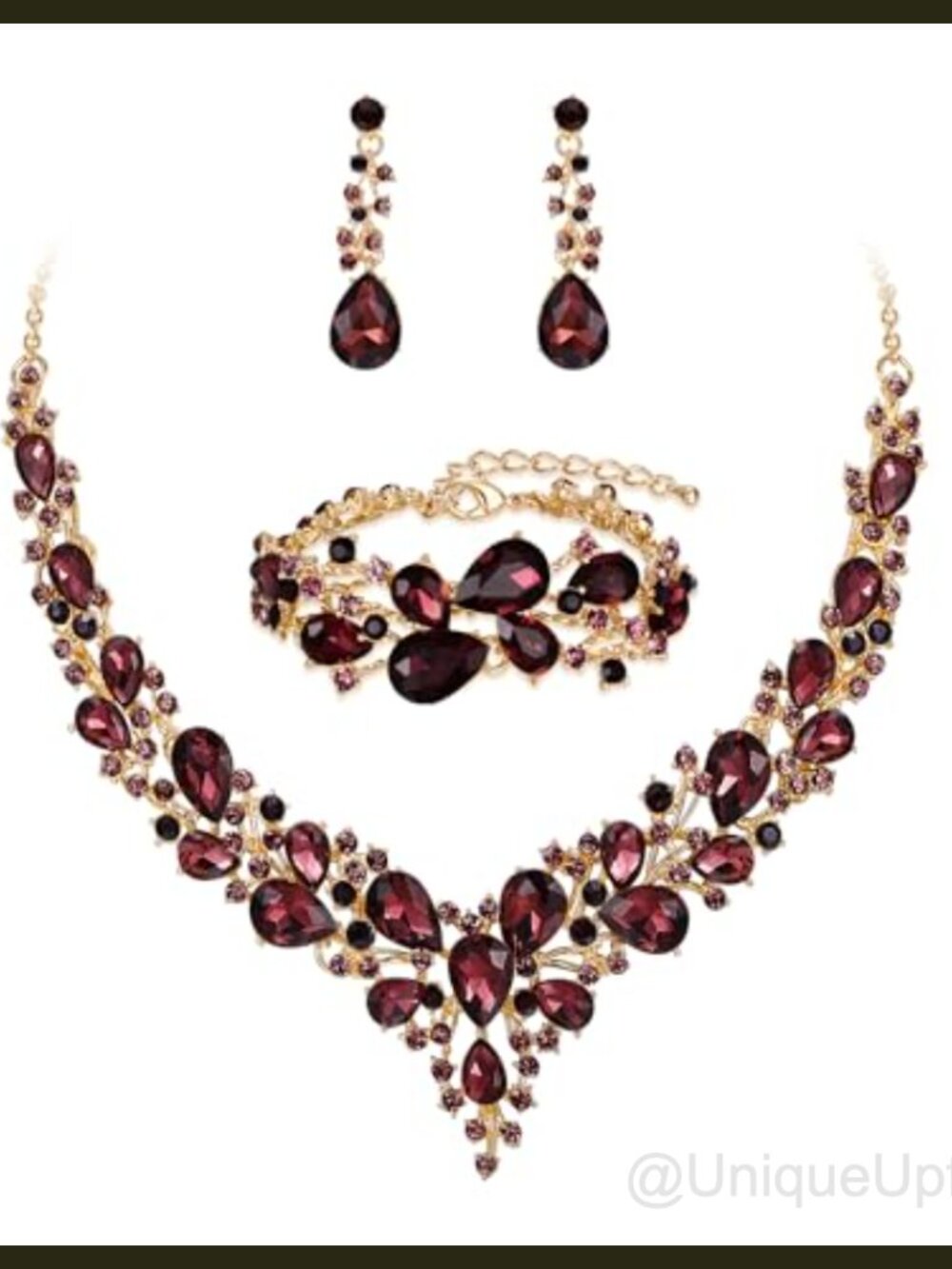 BriLove Crystal Pearl Wedding Bridal Jewelry Set Necklace Earrings Bracelet